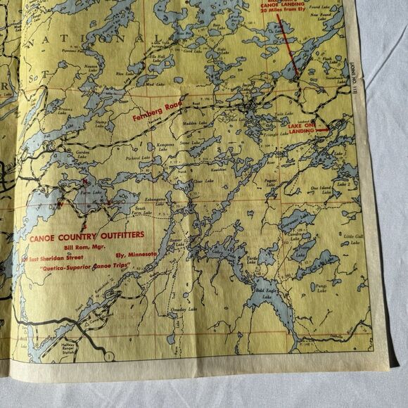 Vintge Fisher Co Superior Quetico Original Canoe Map 1952 Burntside Basswood 112 - Picture 4 of 11